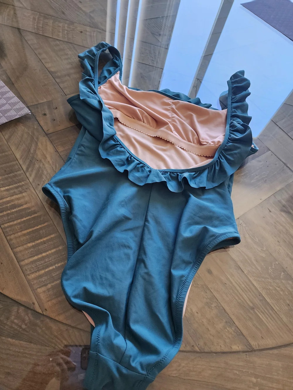 J. Crew Teal One-Piece Swimsuit with Ruffle Straps